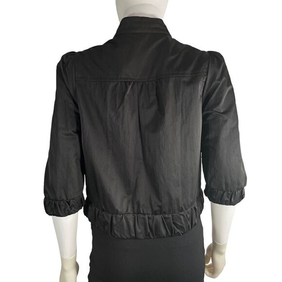 Bizz Half Sleeve Button-up Jacket Black Ruffle - Picture 8 of 12